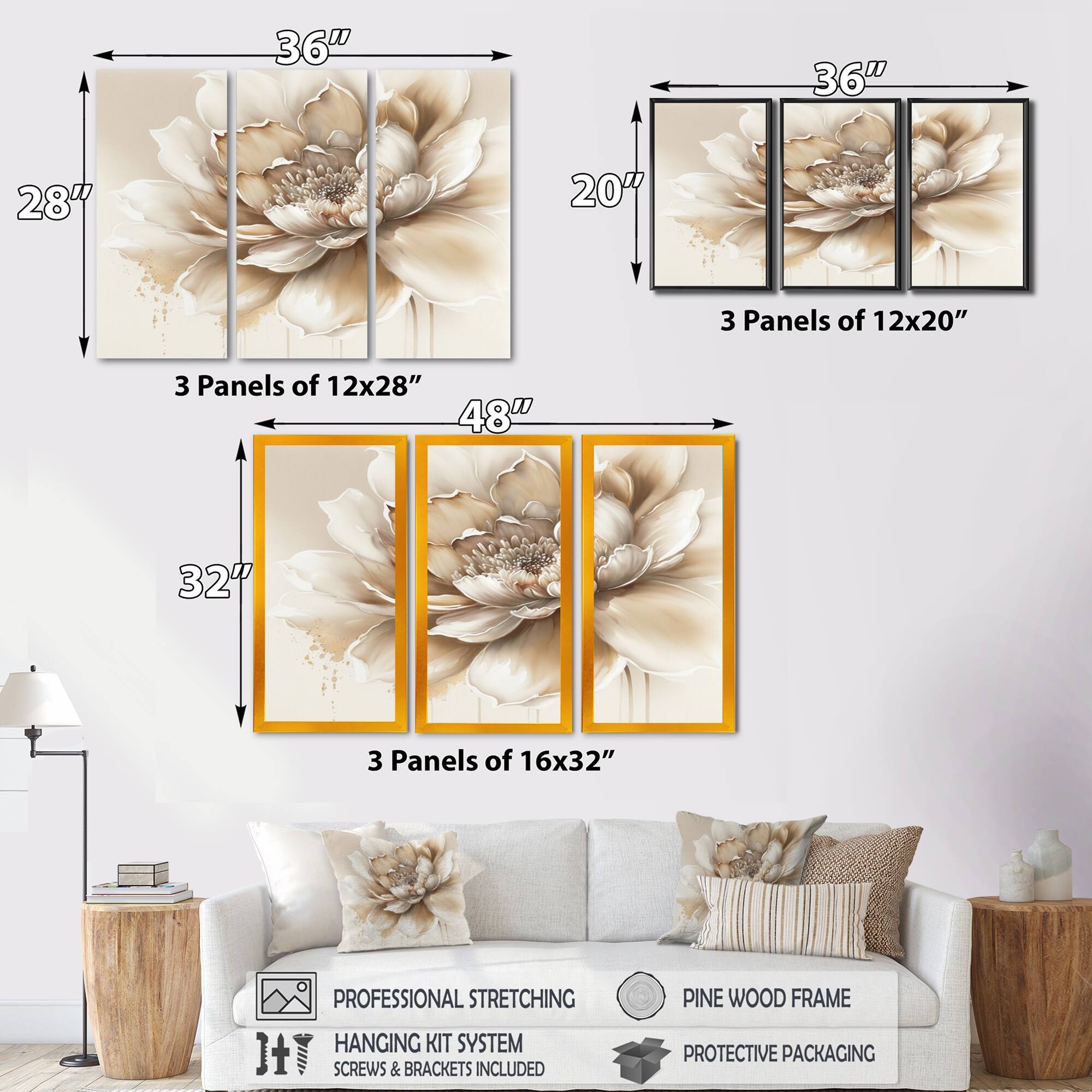 Designart "Watercolor Japenese Landscape II" Tree Bonsai Framed Canvas